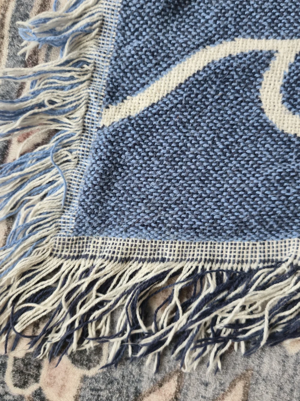 Vintage Nautical Woven Tapestry Throw Blanket 60x47 Coastal Beach Seaside Fringe